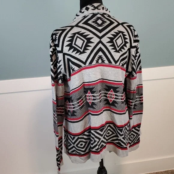 Aztec Print Waterfall Cardigan Small Cotton - Picture 3 of 10